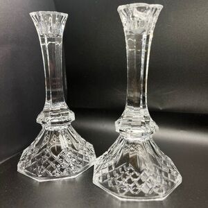 Elegant Vintage Regency 8” Heavy Lead Crystal Candlesticks- Pair